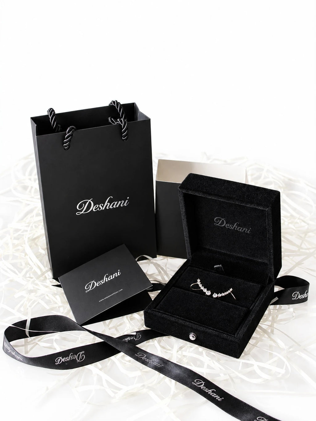 Gold Starline Ear Climbers in Deshani gift-ready packaging
