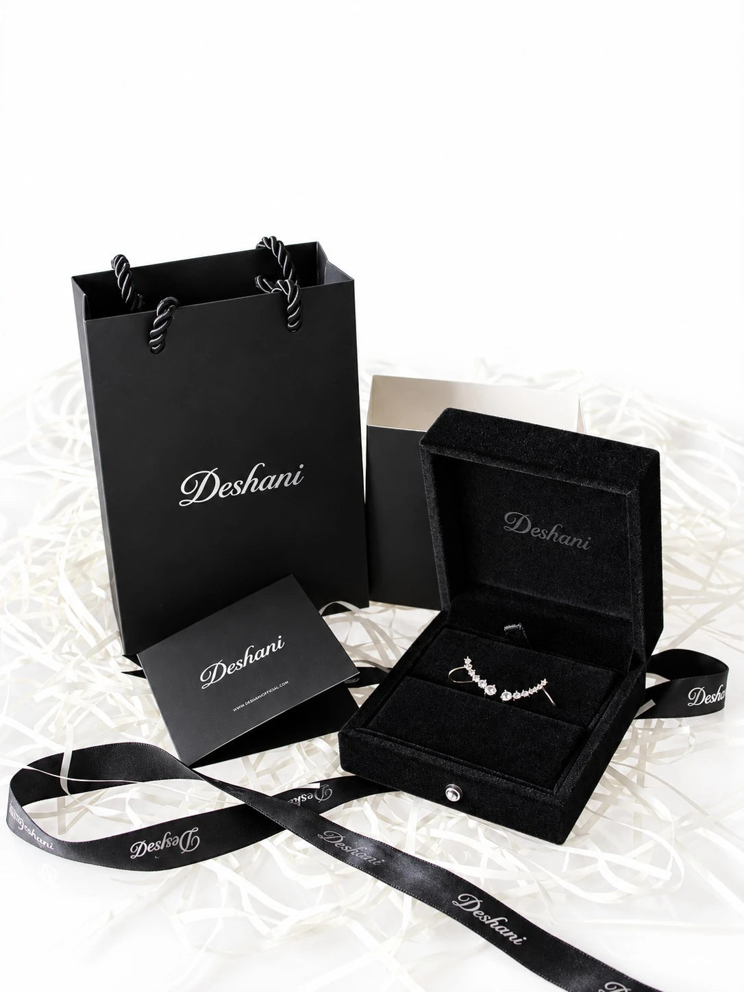 Gold Starline Ear Climbers in Deshani gift-ready packaging