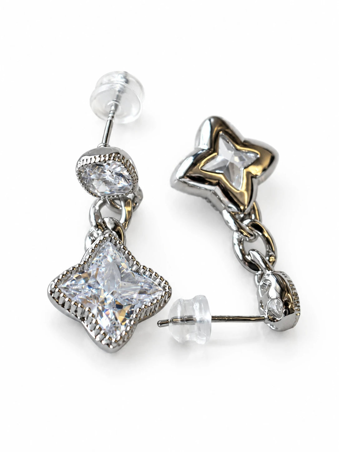 Silver Star Cushion Drops on a white background