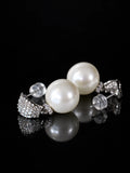 Silver Pearl Pave Studs on a black background