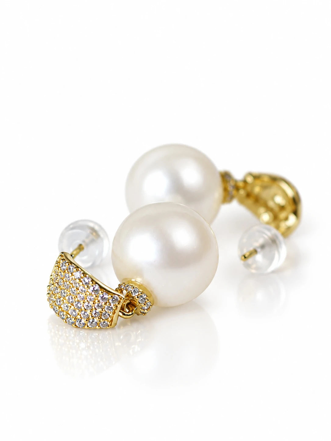 Gold Pearl Pave Studs on a white background