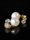 Gold Pearl Pave Studs on a black background