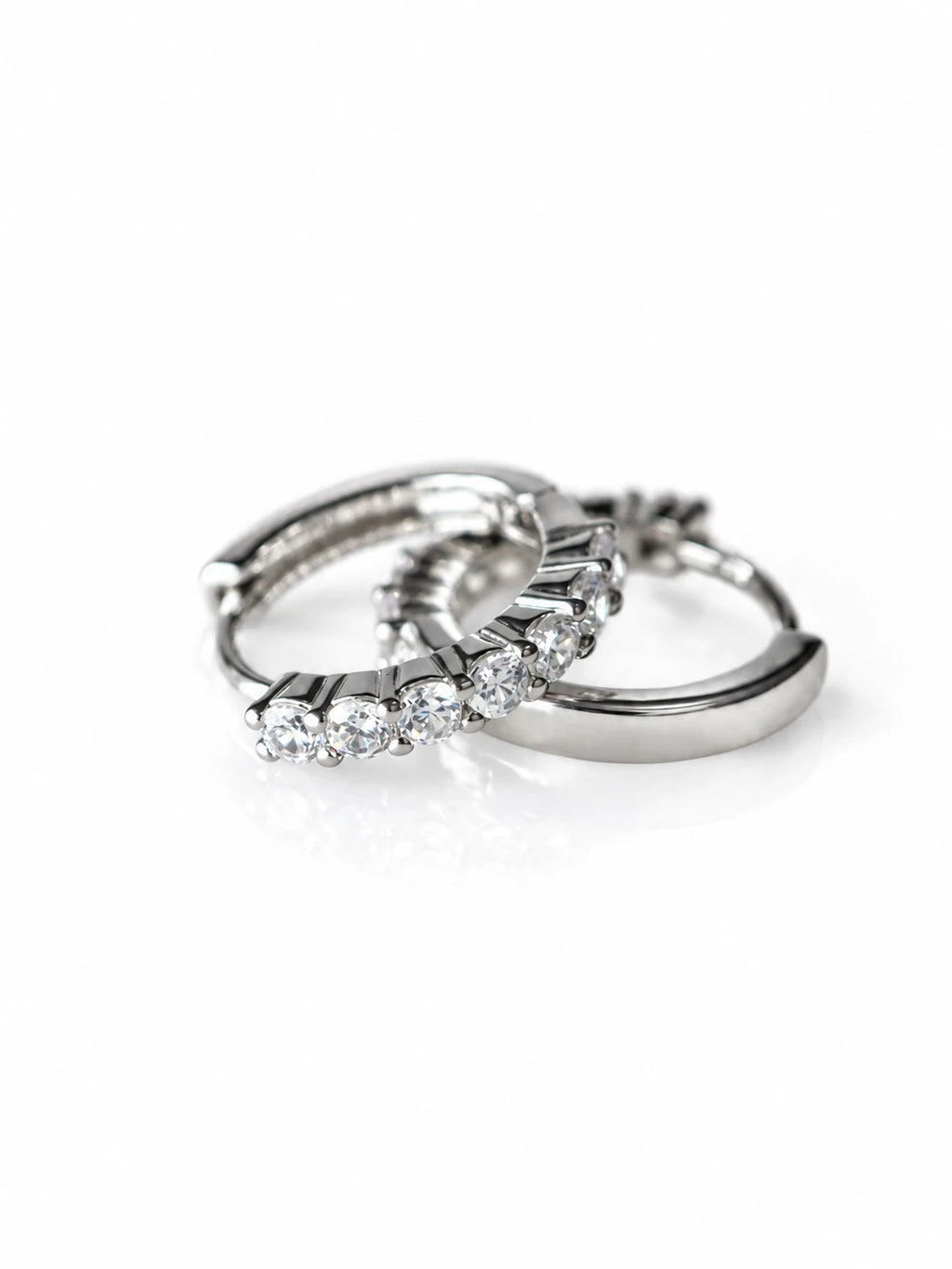 Silver Round Prong Hoops on a white background