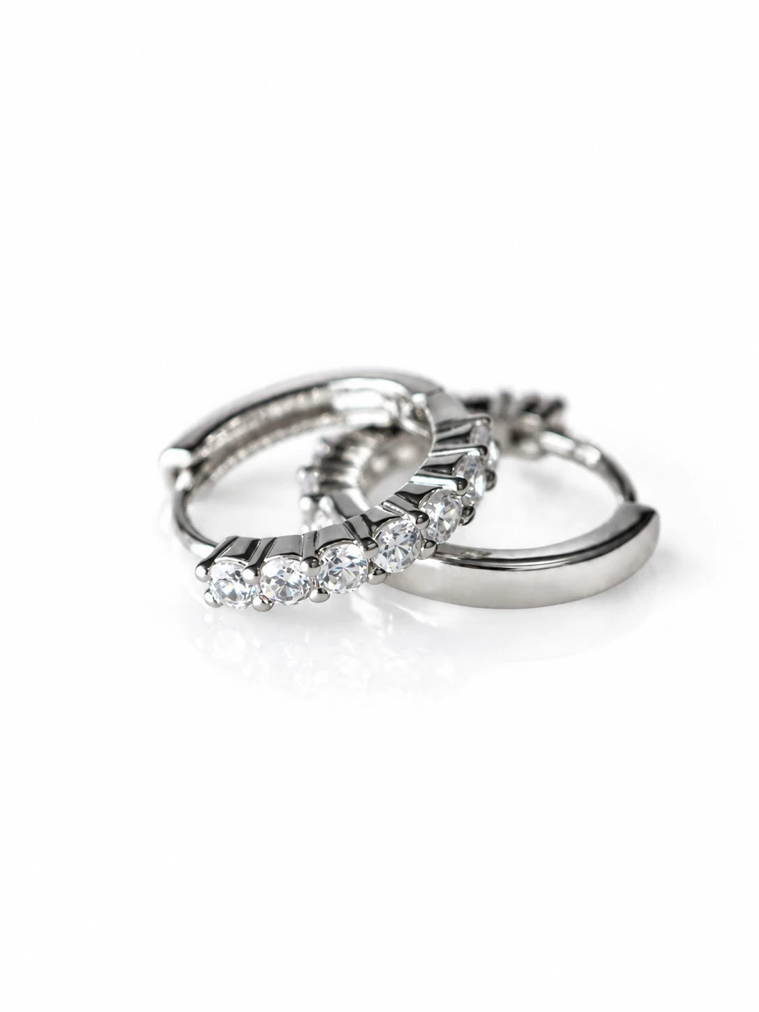 Silver Round Prong Hoops on a white background