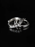 Silver Round Prong Hoops on a black background