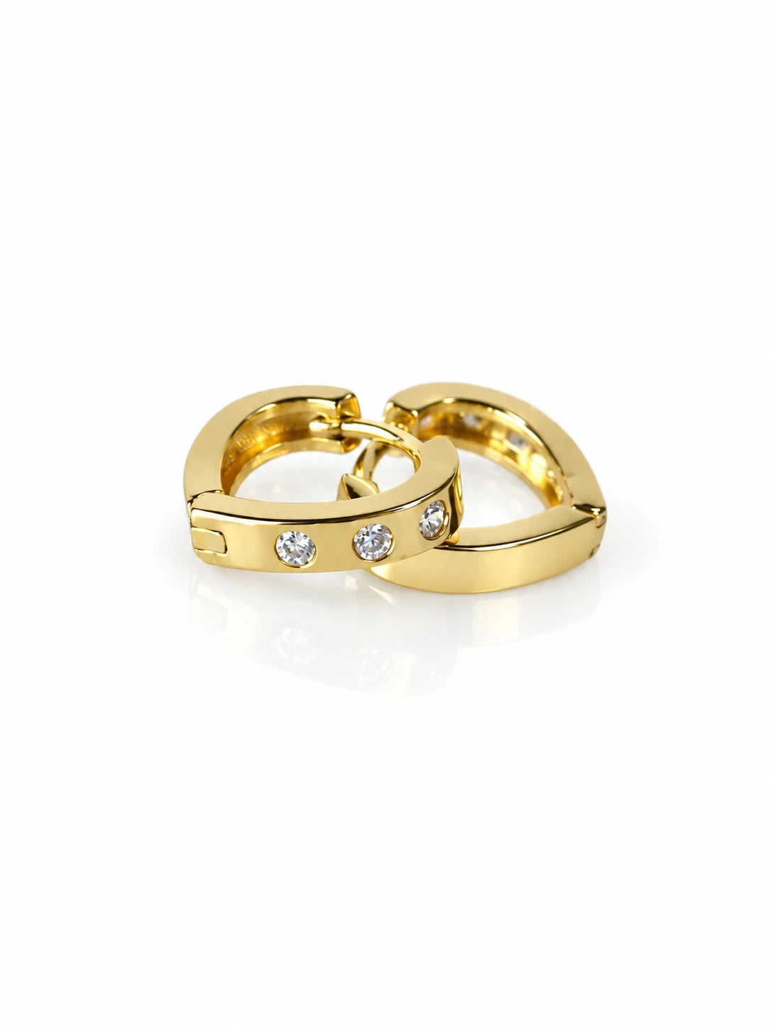 Gold Dot CZ Huggies on a white background