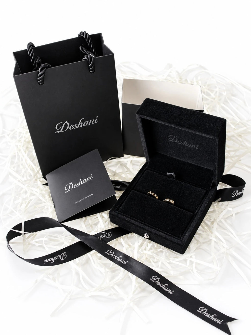 Gold Dot CZ Huggies in Deshani gift-ready packaging