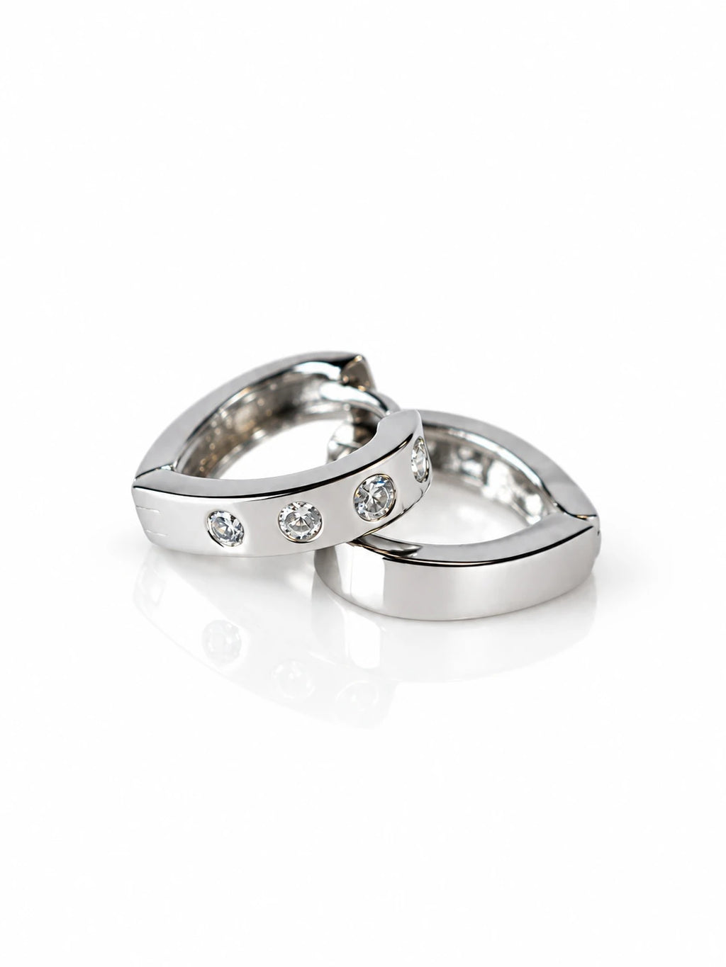 Silver Dot CZ Huggies on a white background