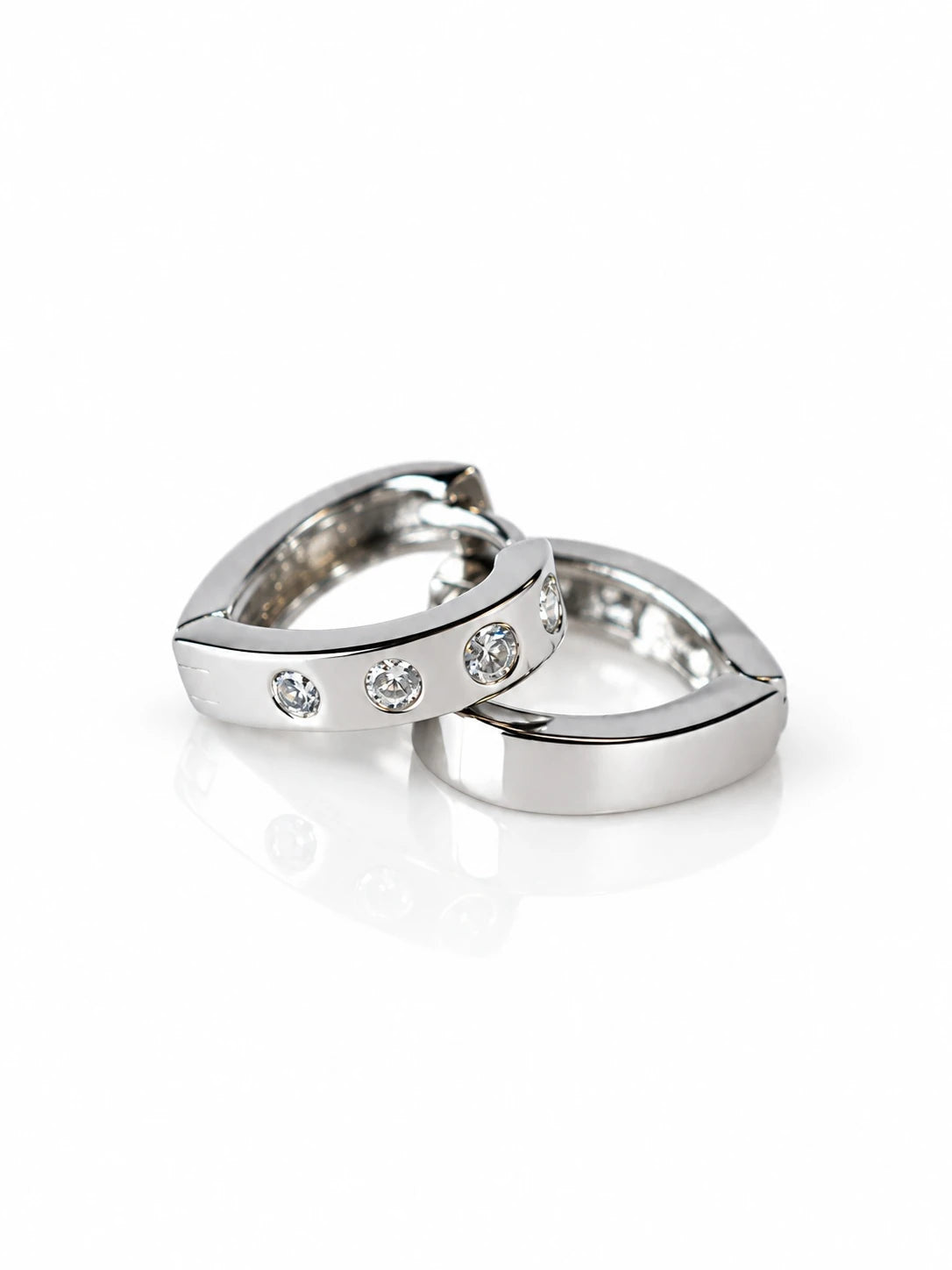 Silver Dot CZ Huggies on a white background