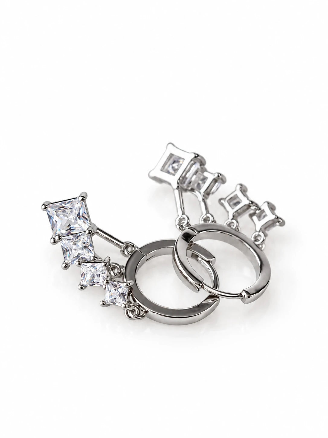 Silver Princess Fan Hoops on a white background