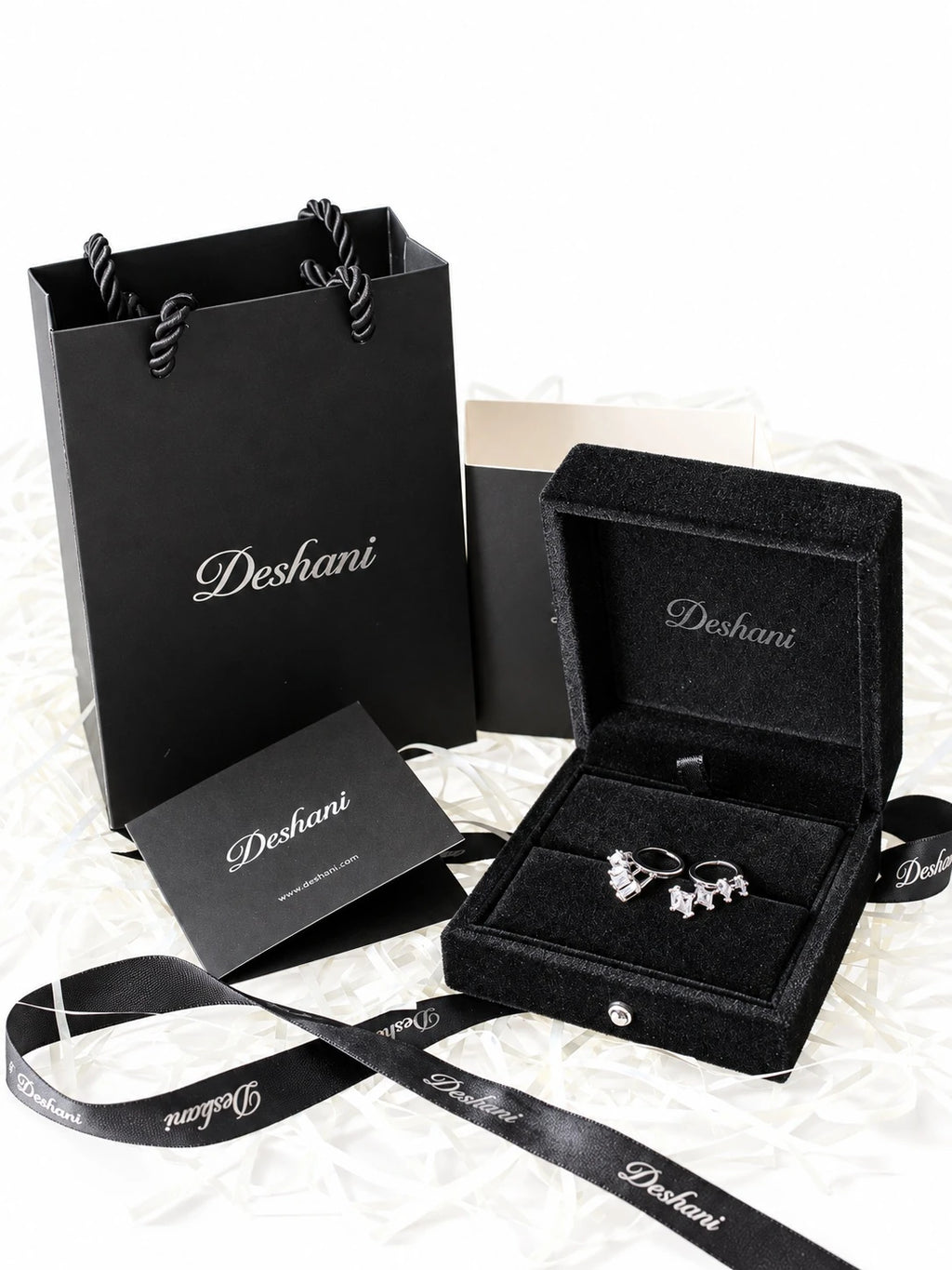 Silver Princess Fan Hoops in Deshani gift-ready packaging