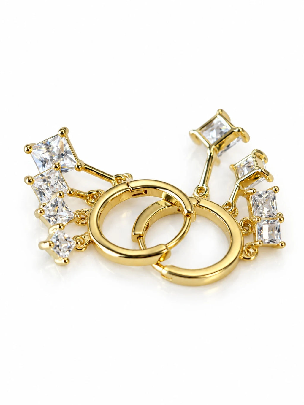 Gold Princess Fan Hoops on a white background