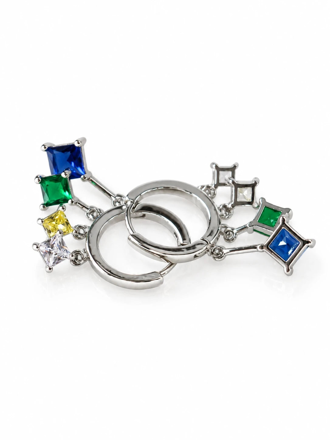 Silver Rainbow Princess Hoops on a white background