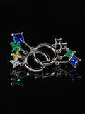 Silver Rainbow Princess Hoops on a black background
