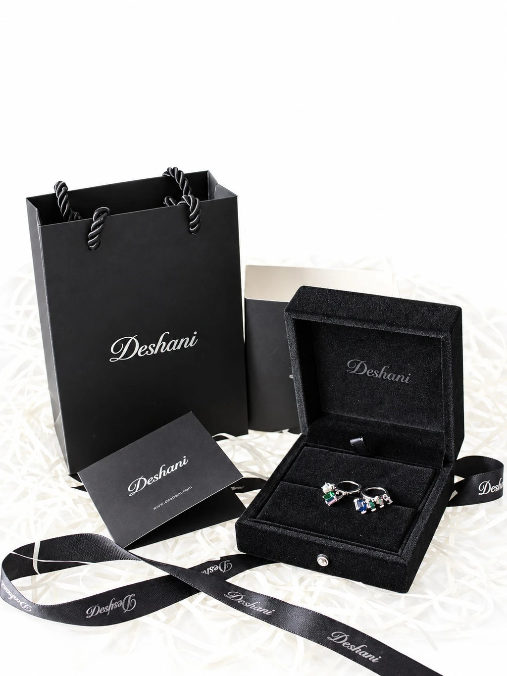 Silver Rainbow Princess Hoops in Deshani gift-ready packaging