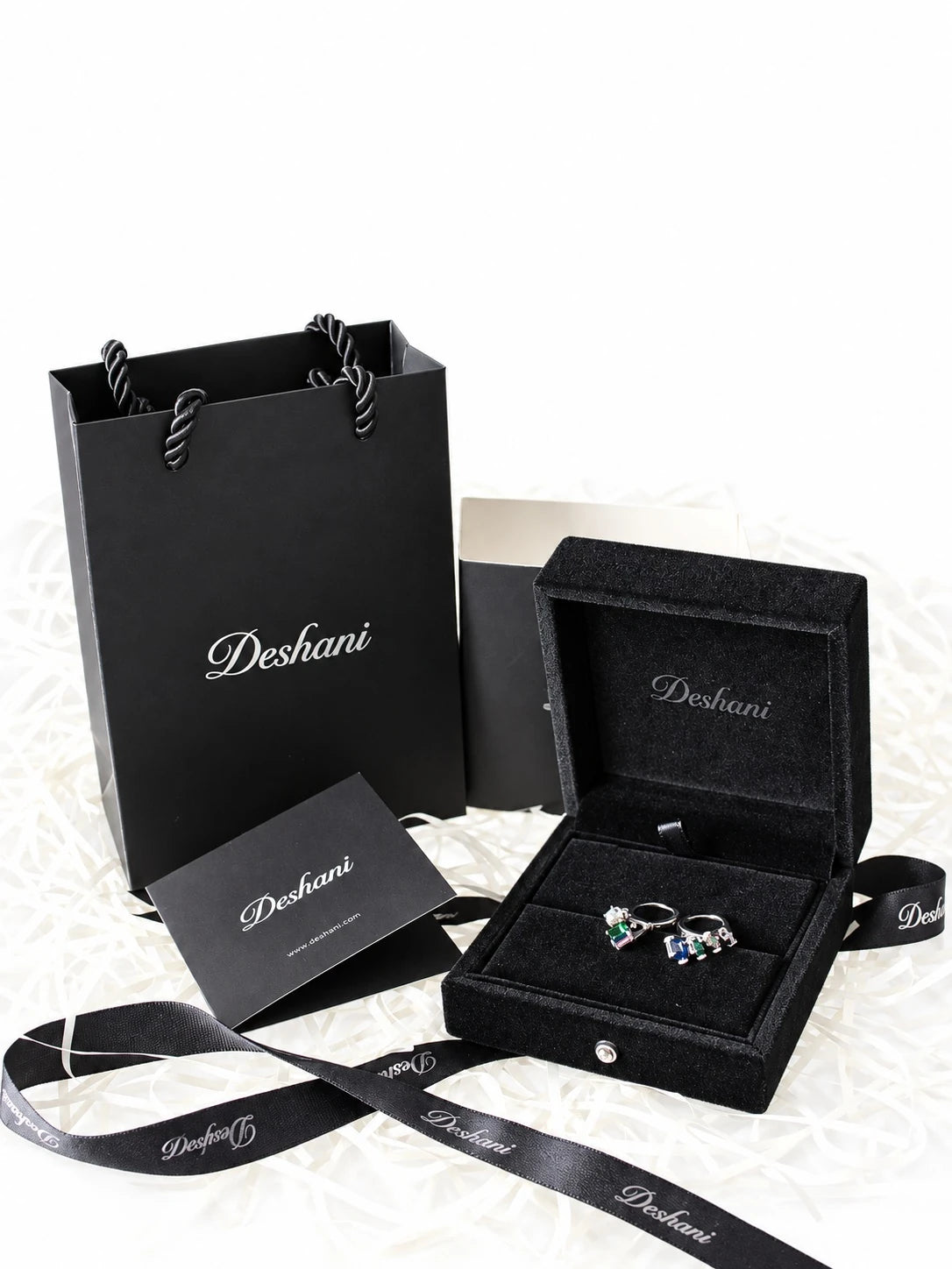 Silver Rainbow Princess Hoops in Deshani gift-ready packaging
