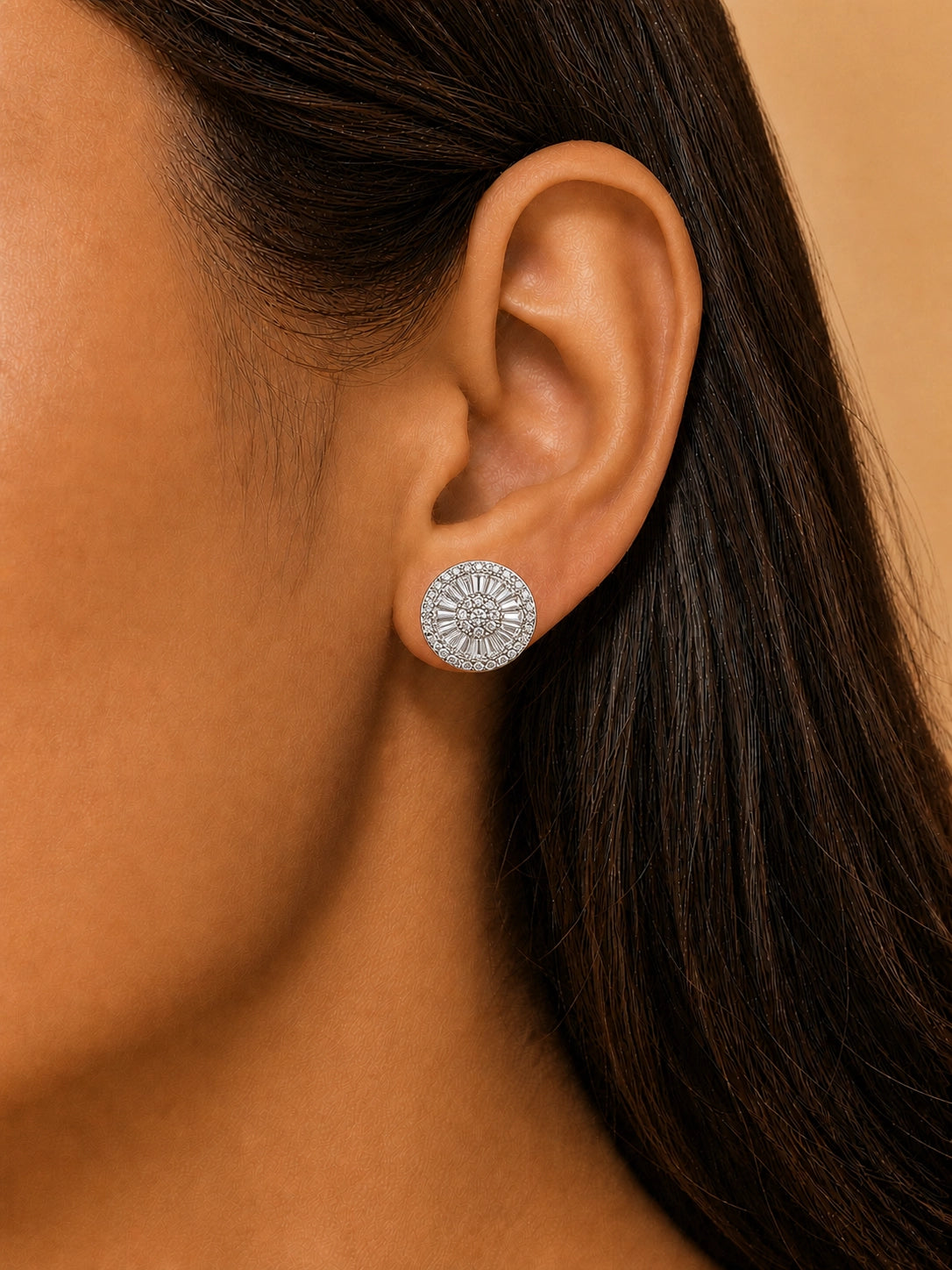 Sunburst CZ Stud Earrings