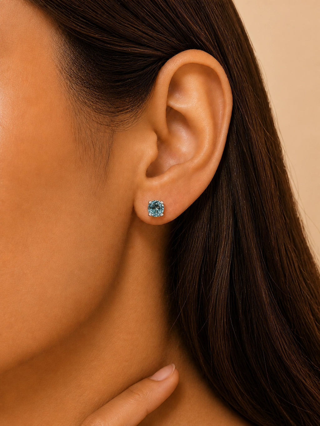 Aquamarine CZ Stud Earrings