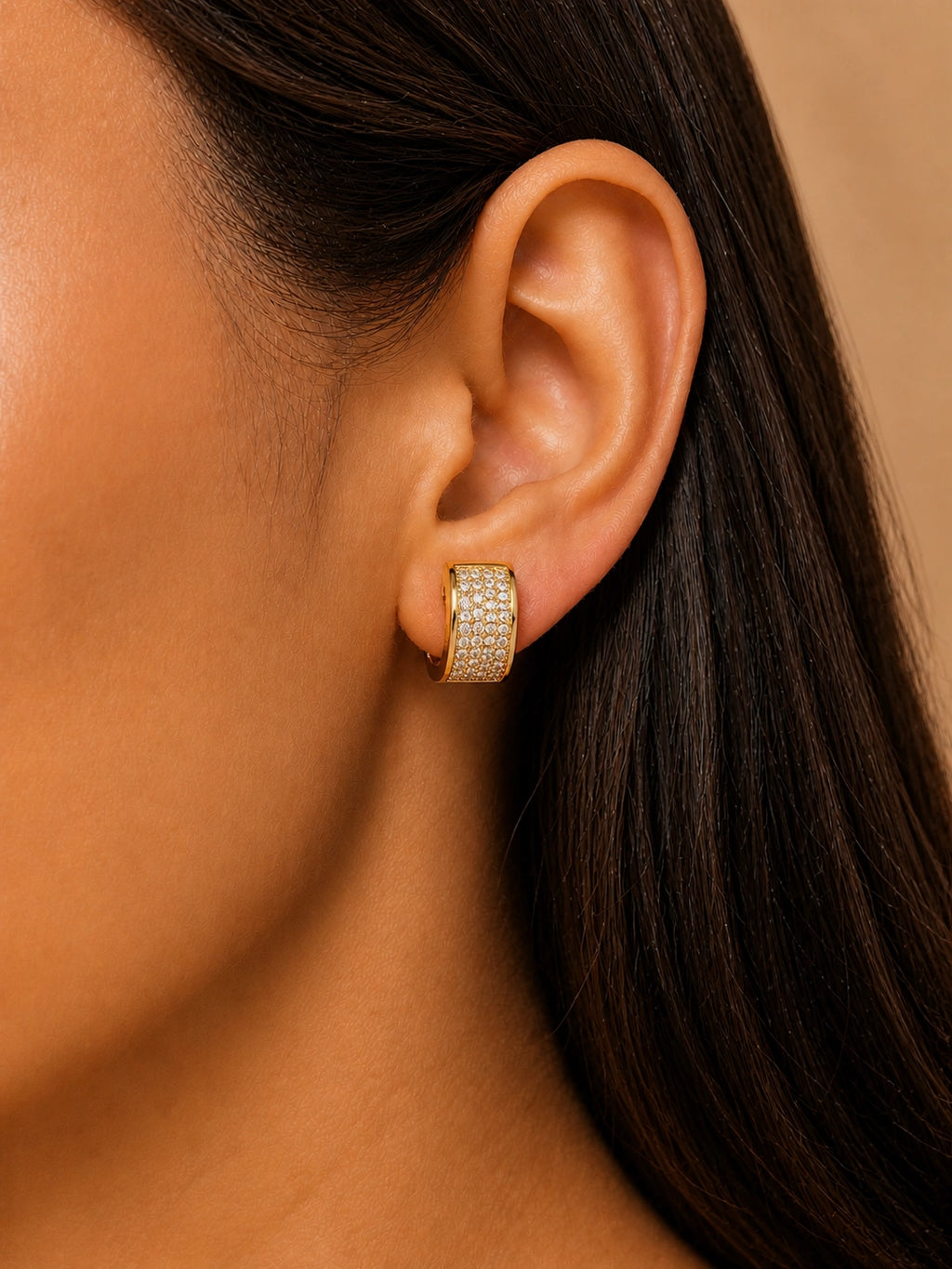 Gold Pavé Square Earrings