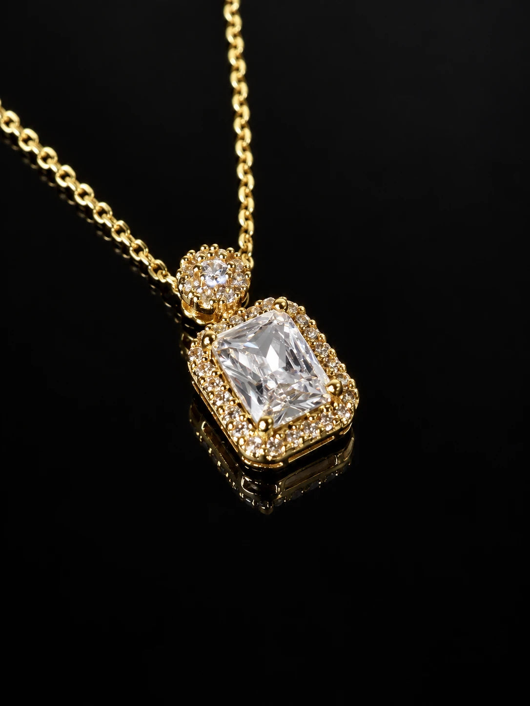 Gold Square Zirconia Necklace