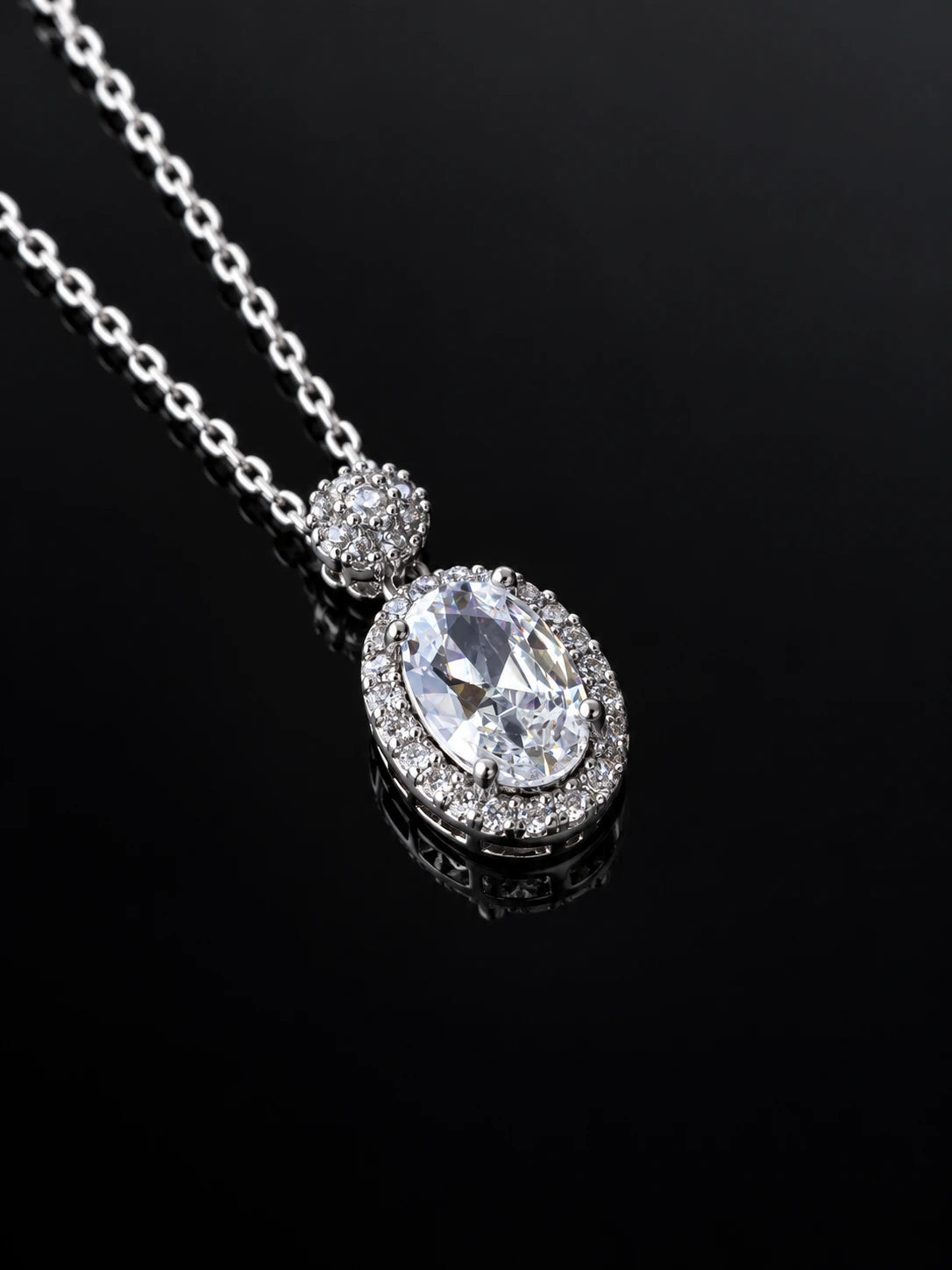 Silver Oval & Marquise Necklace