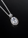 Silver Oval & Marquise Necklace on a black background