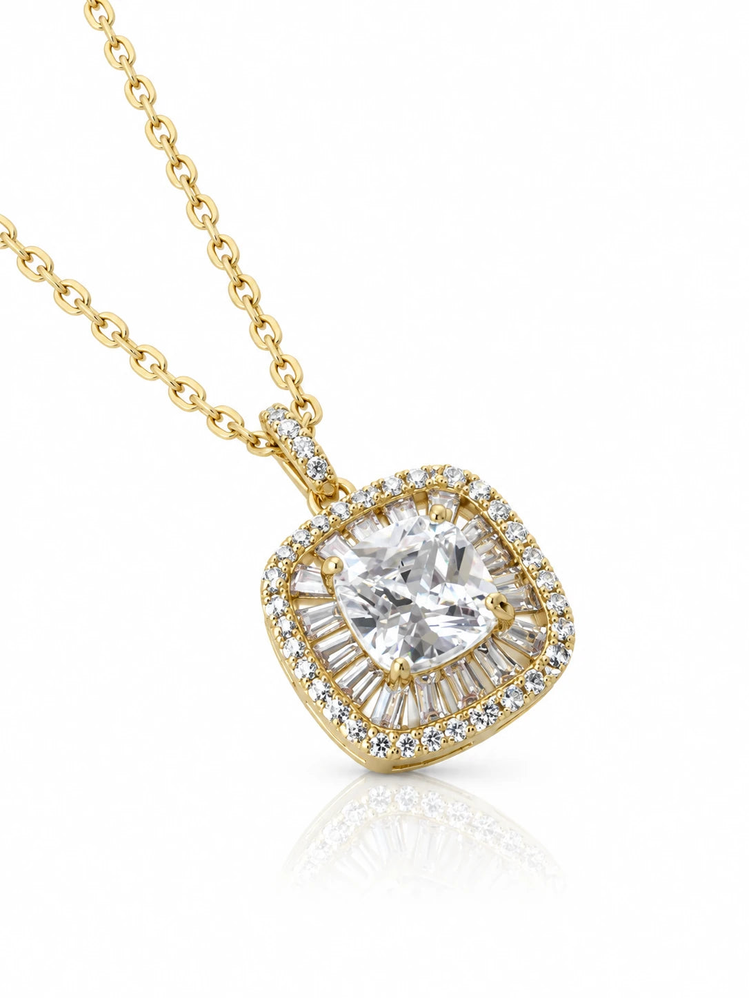 Gold Cube Pendant Necklace