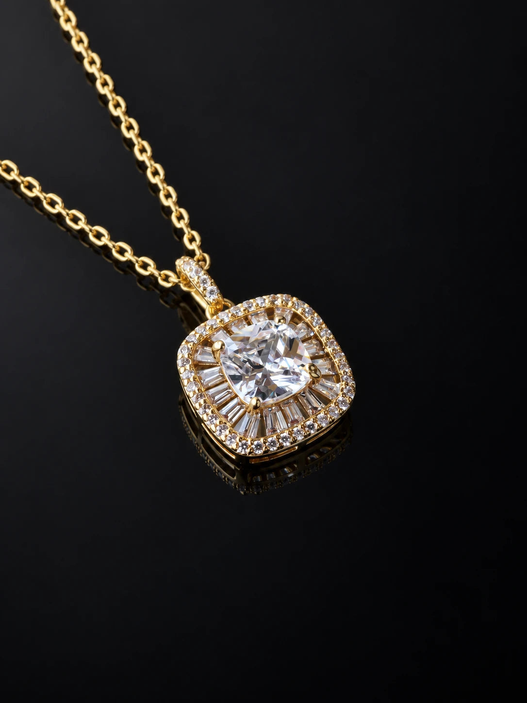 Gold Cube Pendant Necklace