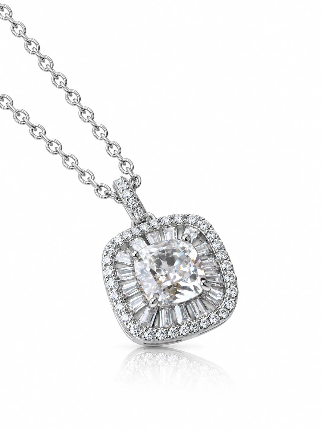 Silver Pav¡§| Cube Necklace