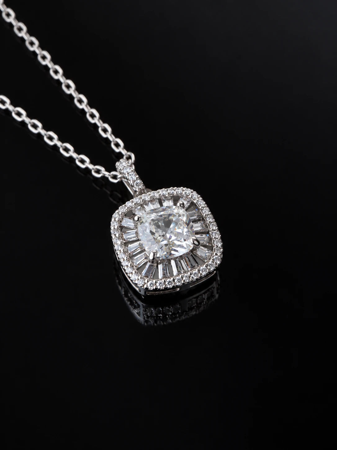 Silver Pav¡§| Cube Necklace