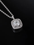 Silver Pavé Cube Necklace on a black background