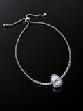 Pear & Baguette CZ Bracelet on a black background