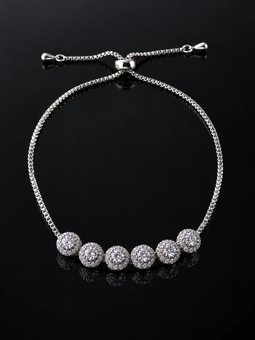 Ivory Pavé U-Cuff Bracelet on a black background