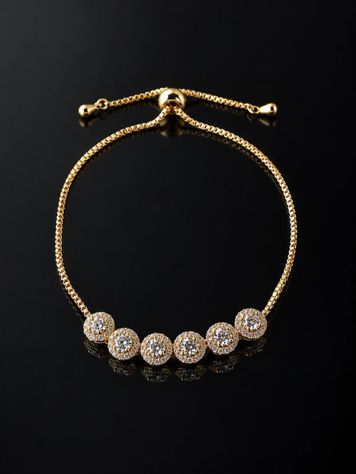 Gold Pavé U-Cuff Bracelet on a black background