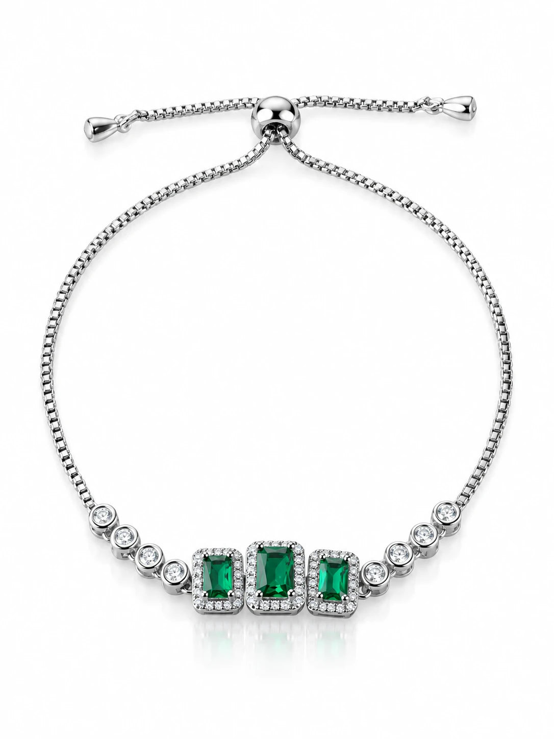 Silver Emerald-Cut Pav¡§| Bracelet
