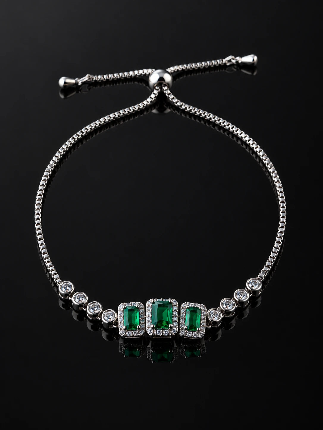 Silver Emerald-Cut Pav¡§| Bracelet