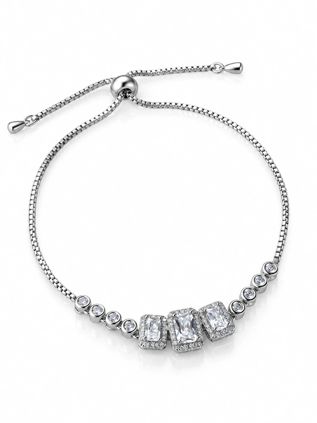 Silver Baguette Pav¡§| Bracelet