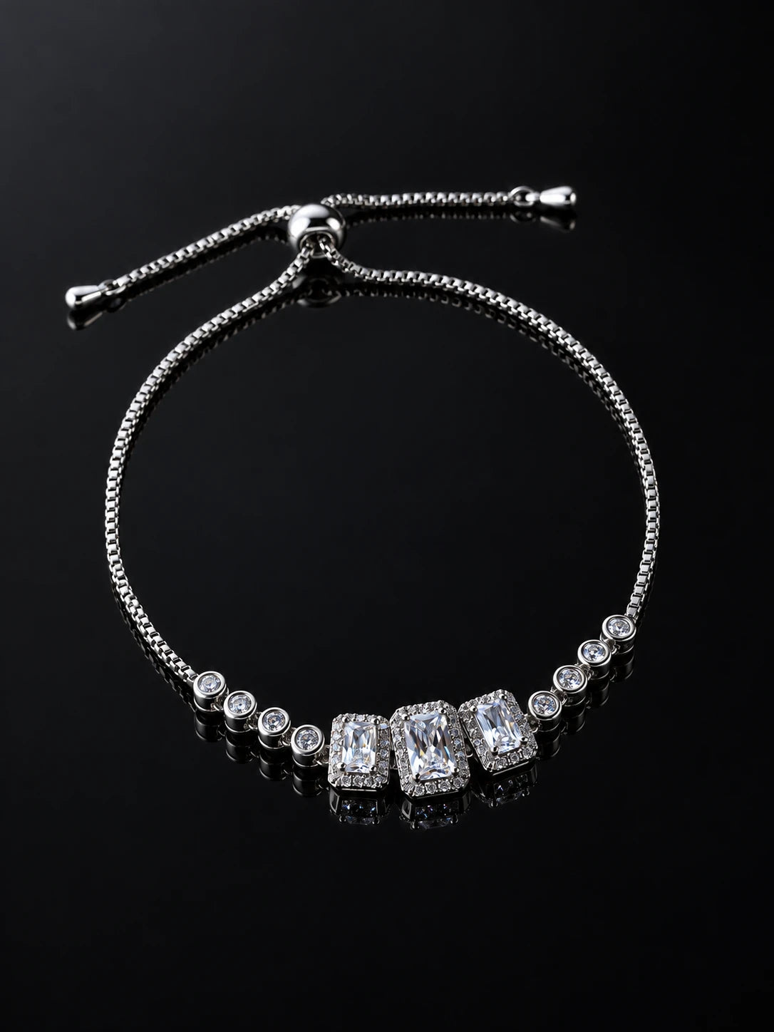Silver Baguette Pav¡§| Bracelet