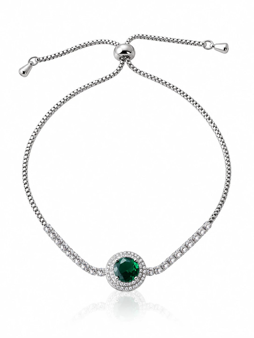 Green Solitaire Pavé Bracelet on a white background