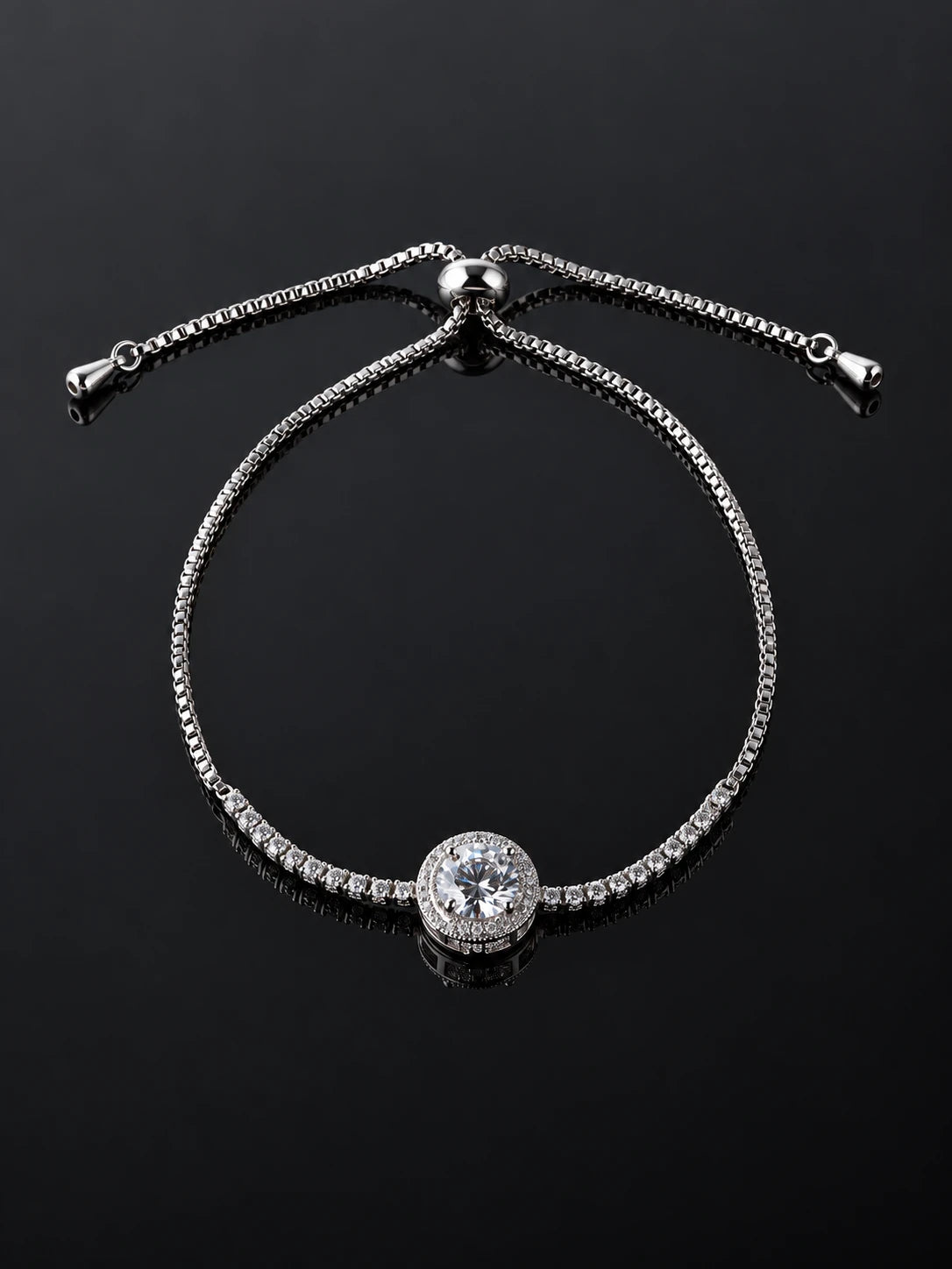 Silver Oval Pav¡§| Bracelet