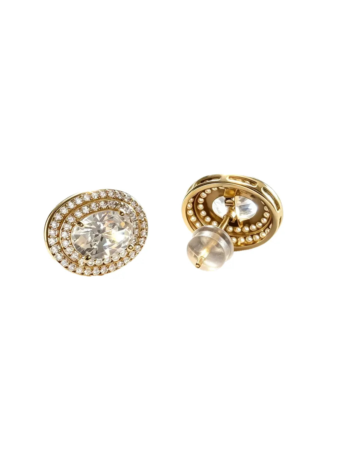 Oval Double Halo Stud Earrings