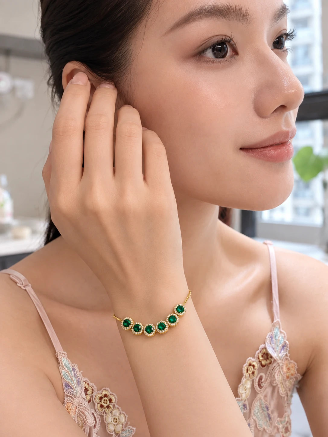 Green Inlay Cuff Bracelet
