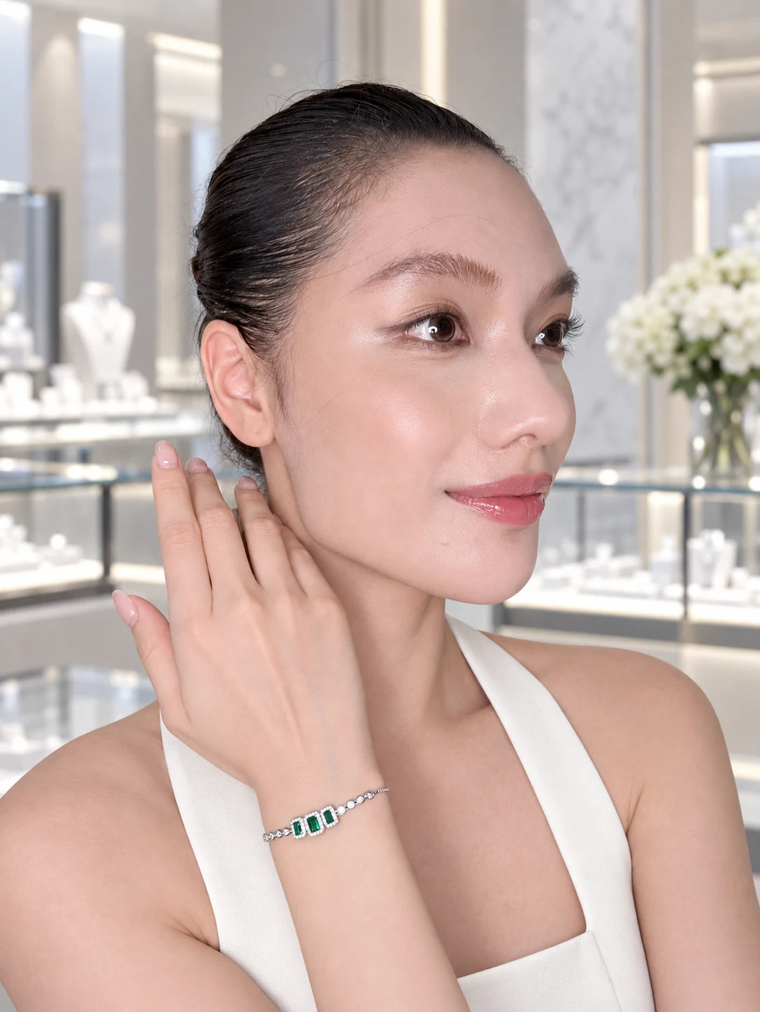 Silver Emerald-Cut Pav¡§| Bracelet