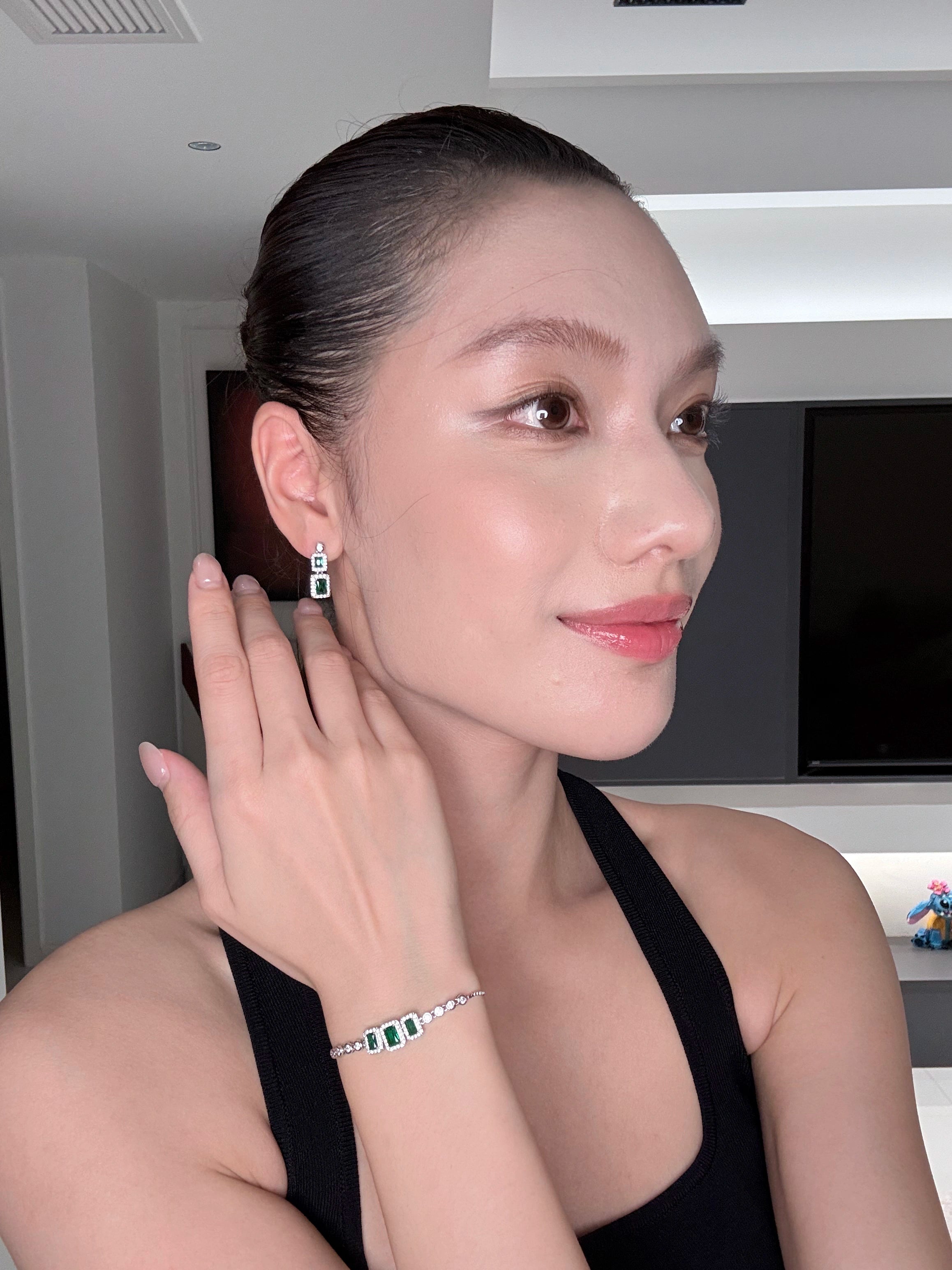 Silver Emerald-Cut Pavé Bracelet