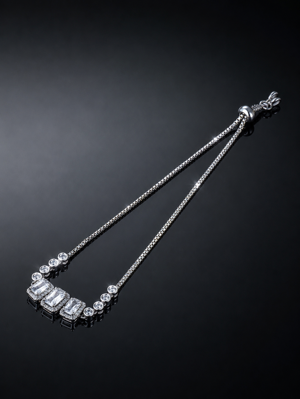 Silver Baguette Pavé Bracelet