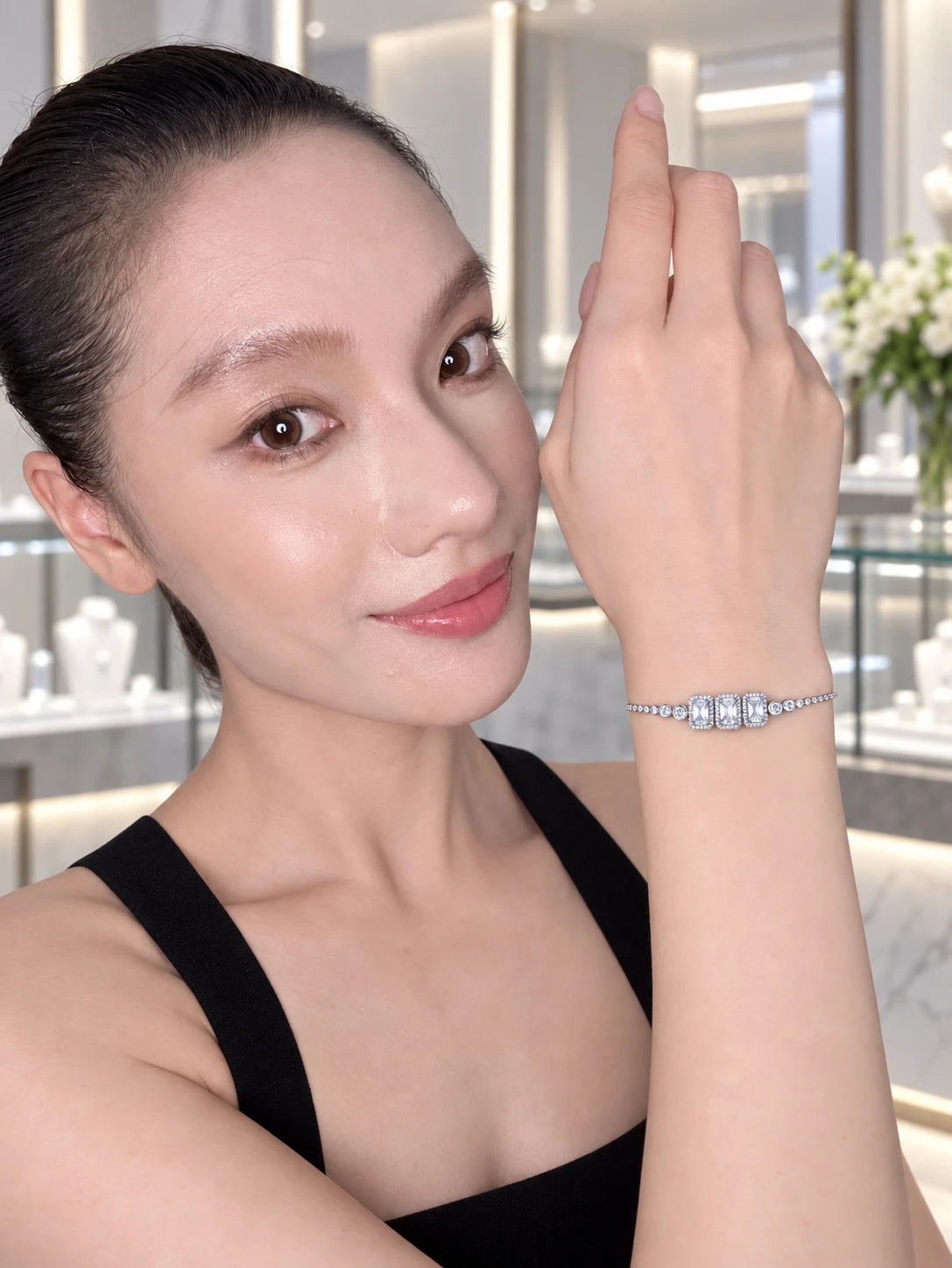 Silver Baguette Pav¡§| Bracelet