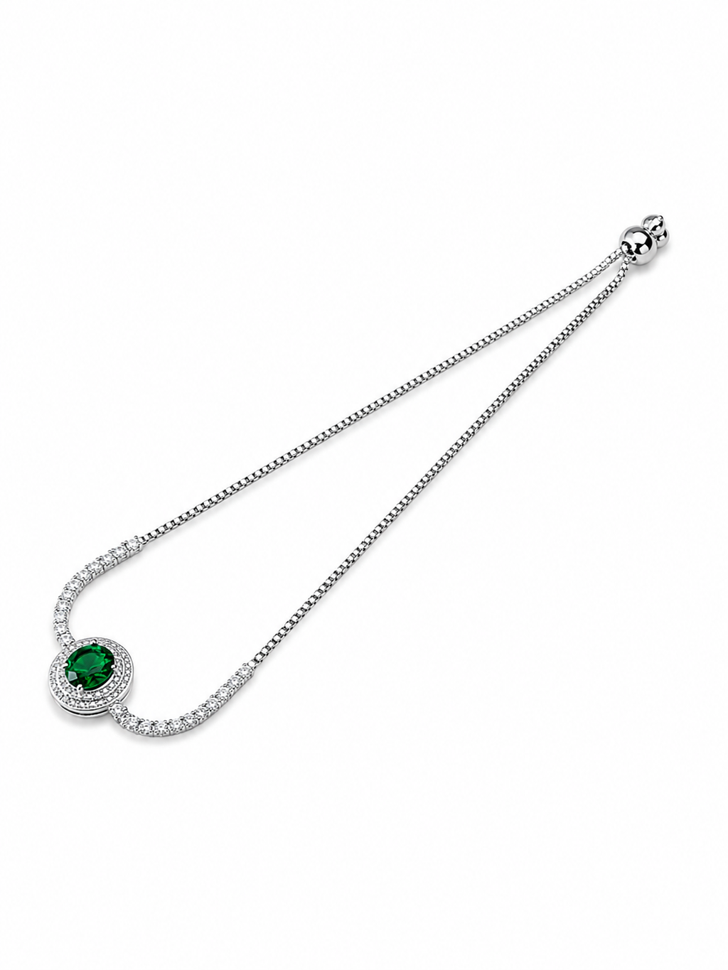 Green Solitaire Pavé Bracelet