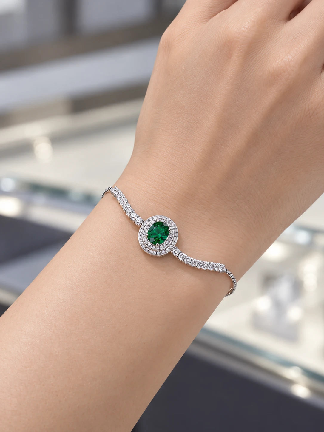 Green Solitaire Pav¡§| Bracelet