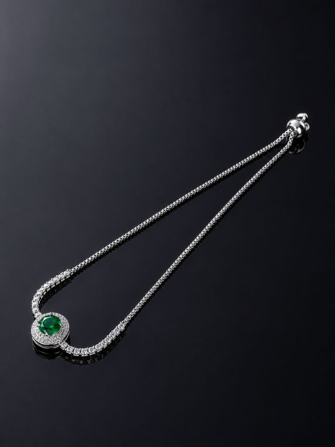 Green Solitaire Pavé Bracelet
