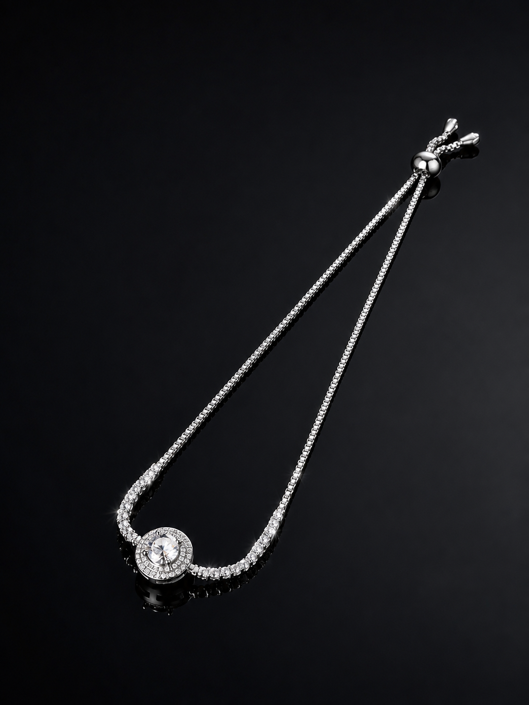 Silver Oval Pavé Bracelet